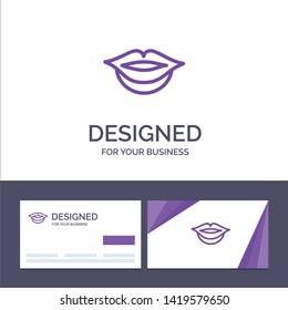 Creative Business Card and Logo template Lips, Girl Vector Illustration