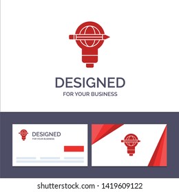 Creative Business Card and Logo template Success, Pen, Globe, Bulb, Light Vector Illustration