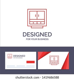 Creative Business Card and Logo template Cabinet, Business, Drawer, Files, Furniture, Office, Storage Vector Illustration