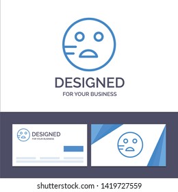 Creative Business Card and Logo template Sad, Emojis, School Vector Illustration