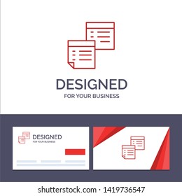 Creative Business Card and Logo template Sticky, Files, Note, Notes, Office, Pages, Paper Vector Illustration