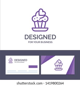 Creative Business Card and Logo template Cupcake, Cake, Love Vector Illustration