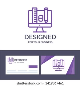 Creative Business Card and Logo template Computer, Education, Scale, Pencil Vector Illustration