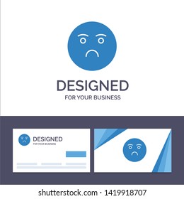 Creative Business Card and Logo template Emojis, Emotion, Feeling, Sad Vector Illustration