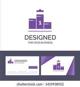 Creative Business Card and Logo template Pedestal, First, First Place, Education Vector Illustration