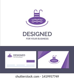 Creative Business Card and Logo template Hotel, Pool, Swimming, Service Vector Illustration