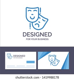 Creative Business Card And Logo Template Acting, Masks, Persona, Theater Vector Illustration