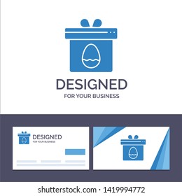 Creative Business Card and Logo template Gift, Box, Egg, Easter Vector Illustration