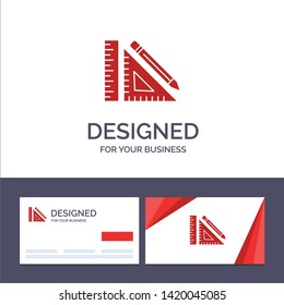 Creative Business Card and Logo template Scale, Construction, Pencil, Repair, Ruler, Clip Vector Illustration