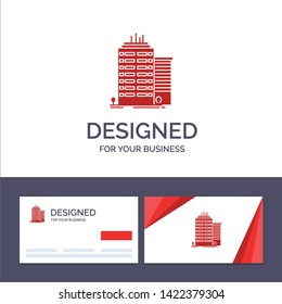 Creative Business Card and Logo template Building, Skyscraper, Office, Top Vector Illustration