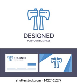 Creative Business Card and Logo template Ax, Canada, Wood Saw Vector Illustration