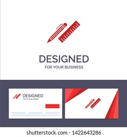 Creative Business Card and Logo template Pen, Desk, Organizer, Pencil, Ruler, Supplies Vector Illustration