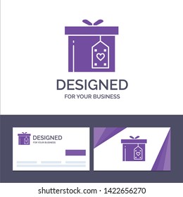 Creative Business Card and Logo template Gift Box, Box, Surprise, Delivery Vector Illustration