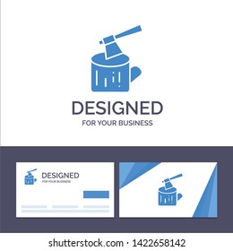 Creative Business Card and Logo template Ax, Log, Timber, Wood Vector Illustration