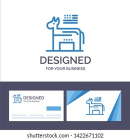 Creative Business Card and Logo template Donkey, American, Political, Symbol Vector Illustration