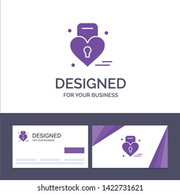 Creative Business Card and Logo template Lock, Love, Heart, Wedding Vector Illustration