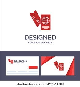 Creative Business Card and Logo template Passport, Business, Tickets, Travel, Vacation Vector Illustration