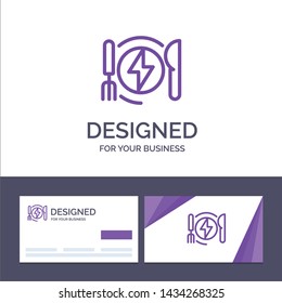 Creative Business Card and Logo template Consumption, Energy, Dinner, Hotel Vector Illustration