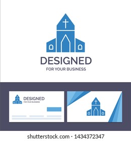 Creative Business Card and Logo template Church, House, Easter, Cross Vector Illustration