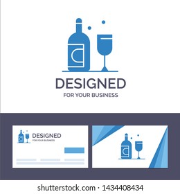 Creative Business Card and Logo template Bottle, Glass, Ireland Vector Illustration