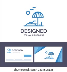 Creative Business Card and Logo template Beach, Palm, Tree, Spring Vector Illustration