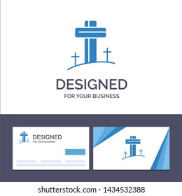 Creative Business Card and Logo template Celebration, Christian, Cross, Easter Vector Illustration