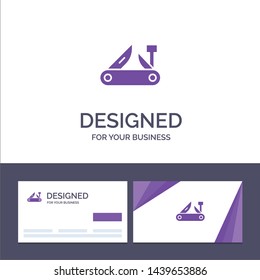 Creative Business Card and Logo template Army, Knife, Multi tool, Pocket Knife, Swiss Vector Illustration