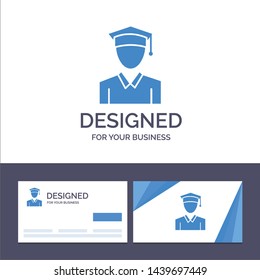 Creative Business Card and Logo template Cap, Education, Graduation Vector Illustration