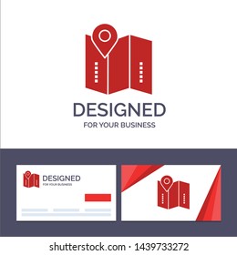 Creative Business Card and Logo template Map, Location, Directions, Location,  Vector Illustration