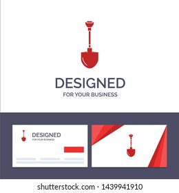 Creative Business Card and Logo template Showel, Shovel, Tool, Repair, Digging Vector Illustration