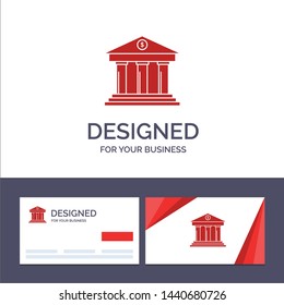 Creative Business Card and Logo template Bank, Business, Finance, Building, Money,  Vector Illustration