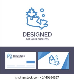 Creative Business Card and Logo template Map, Canada, Leaf Vector Illustration