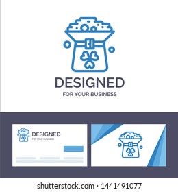 Creative Business Card and Logo template Clover, Coin, Green, Hat, In Vector Illustration