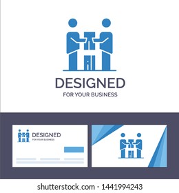 Creative Business Card and Logo template Business, Cooperation, Partners, Partnership, Team Vector Illustration