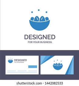 Creative Business Card and Logo template Bowl, Celebration, Easter, Egg, Nest Vector Illustration