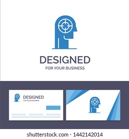 Creative Business Card and Logo template Arrow, Concentration, Focus, Head, Human Vector Illustration
