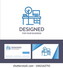 Creative Business Card and Logo template Comfort, Desk, Office, Place, Table Vector Illustration