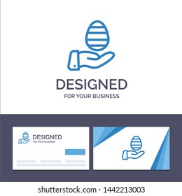 Creative Business Card and Logo template Hand, Egg, Easter, Nature Vector Illustration