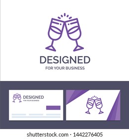 Creative Business Card and Logo template Drink, Alcohol, Juice, Romantic, Couple Vector Illustration