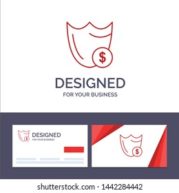 Creative Business Card and Logo template Shield, Guard, Safety, Secure, Security, Dollar Vector Illustration
