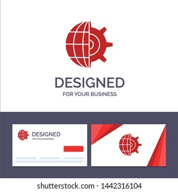 Creative Business Card and Logo template Gear, Globe, Setting, Business Vector Illustration