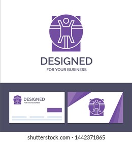 Creative Business Card and Logo template Vitruvian, Man, Medical, Scene Vector Illustration