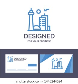 Creative Business Card and Logo template Building, Canada, City, Famous City, Toronto Vector Illustration