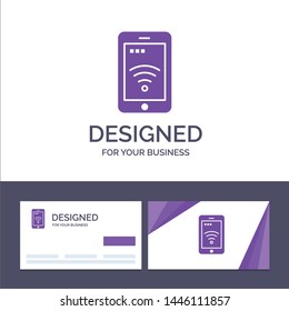 Creative Business Card and Logo template Mobile, Sign, Service, Wifi Vector Illustration