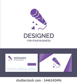 Creative Business Card and Logo template Mic, Hearts, Love, Loving, Wedding Vector Illustration