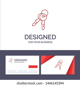Creative Business Card and Logo template Keys, Door, House, Home Vector Illustration