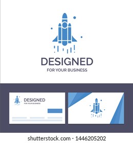 Creative Business Card and Logo template Launch, Rocket, Space, Technology Vector Illustration