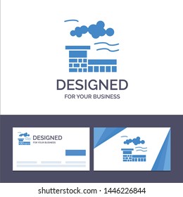 Creative Business Card and Logo template Factory, Industry, Landscape Vector Illustration