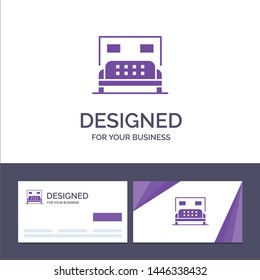 Creative Business Card and Logo template Hotel, Bed, Bedroom, Service Vector Illustration