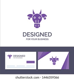 Creative Business Card and Logo template Adornment, Animals, Bull, Indian, Skull Vector Illustration
